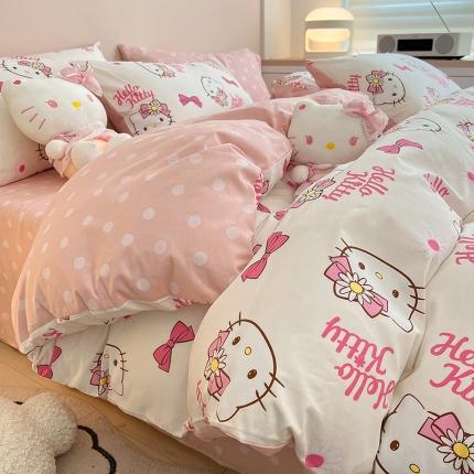 91家纺网 家纺一手货源 找家纺 总暮思正版授权Hello Kitty系列全棉13372四件套