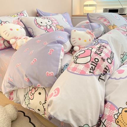 91家纺网 家纺一手货源 找家纺 总暮思正版授权Hello Kitty系列全棉13372四件套