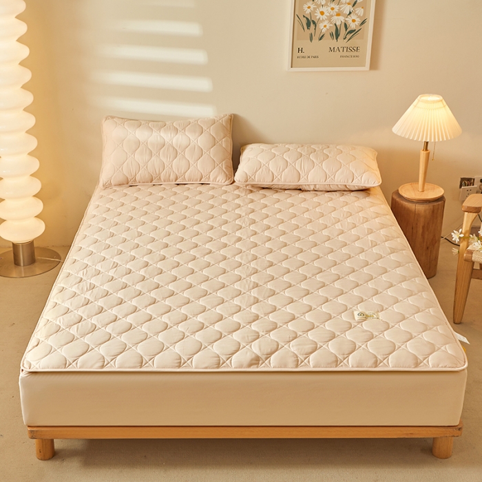 91家纺网 家纺一手货源 找家纺 给笠 2023新款玉米纤维床笠 方圆-卡其