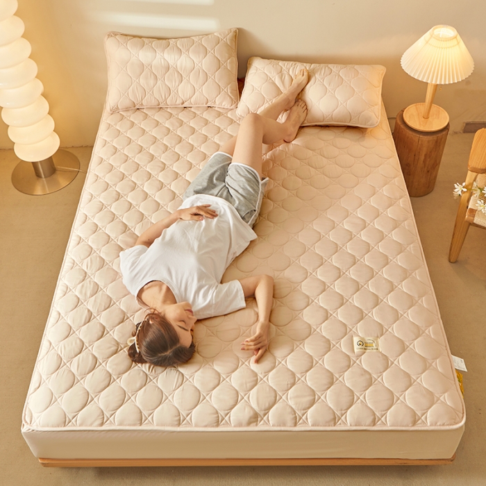 91家纺网 家纺一手货源 找家纺 给笠 2023新款玉米纤维床笠 方圆-卡其