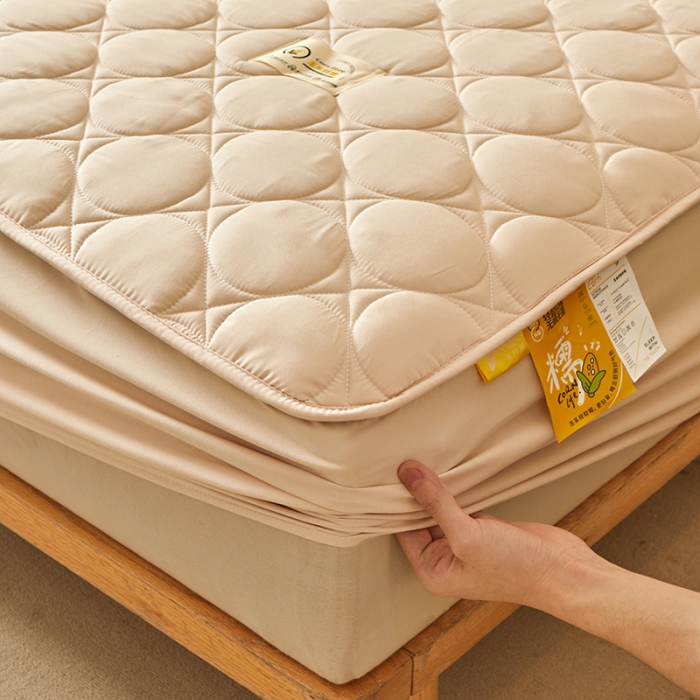 91家纺网 家纺一手货源 找家纺 给笠 2023新款玉米纤维床笠 方圆-卡其