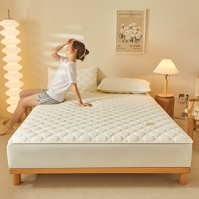 91家纺网 家纺一手货源 找家纺 给笠 2023新款玉米纤维床笠 方圆-米白