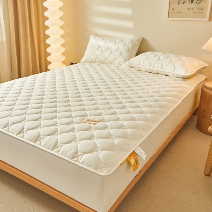 91家纺网 家纺一手货源 找家纺 给笠 2023新款玉米纤维床笠 方圆-米白