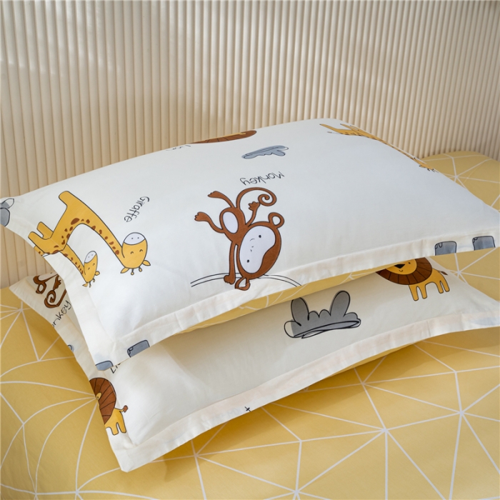 91家纺网 家纺一手货源 找家纺 茗婷 2025纯棉印花单人枕套全棉双人枕头套方枕动物世界