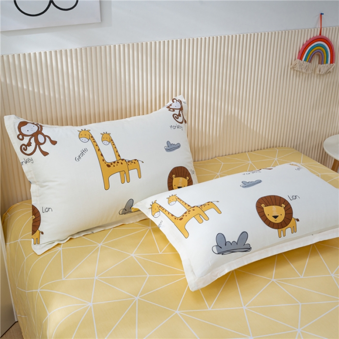 91家纺网 家纺一手货源 找家纺 茗婷 2025纯棉印花单人枕套全棉双人枕头套方枕动物世界