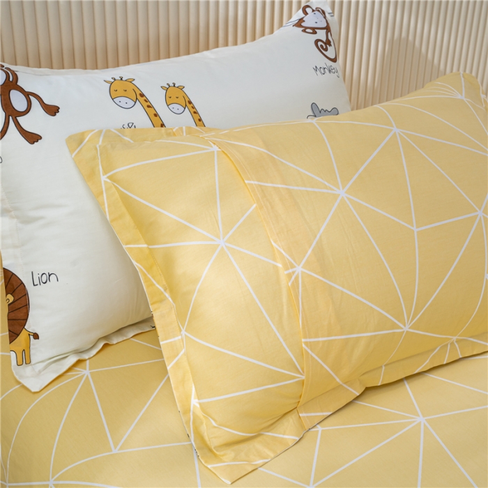 91家纺网 家纺一手货源 找家纺 茗婷 2025纯棉印花单人枕套全棉双人枕头套方枕动物世界