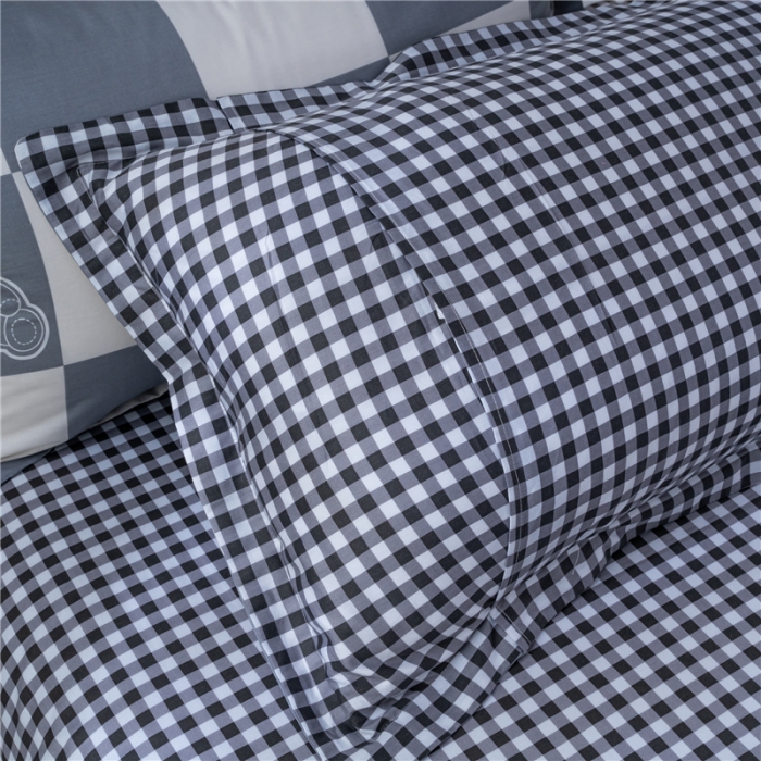 91家纺网 家纺一手货源 找家纺 茗婷 2025纯棉印花单人枕套全棉双人枕头套方枕格子熊