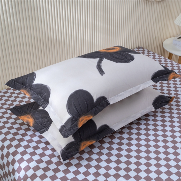 91家纺网 家纺一手货源 找家纺 茗婷 2025纯棉印花单人枕套全棉双人枕头套方枕静听花语