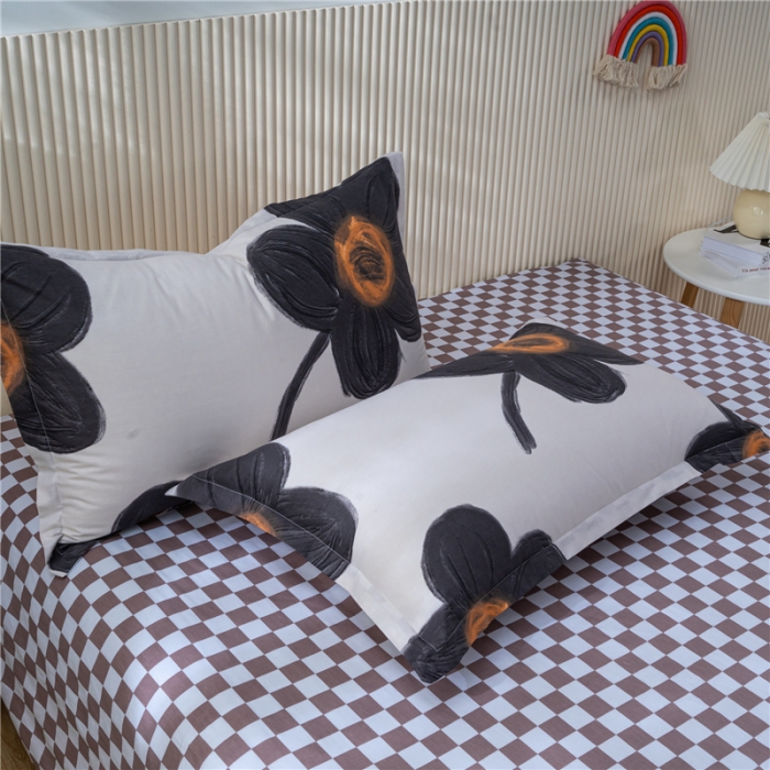 91家纺网 家纺一手货源 找家纺 茗婷 2025纯棉印花单人枕套全棉双人枕头套方枕静听花语