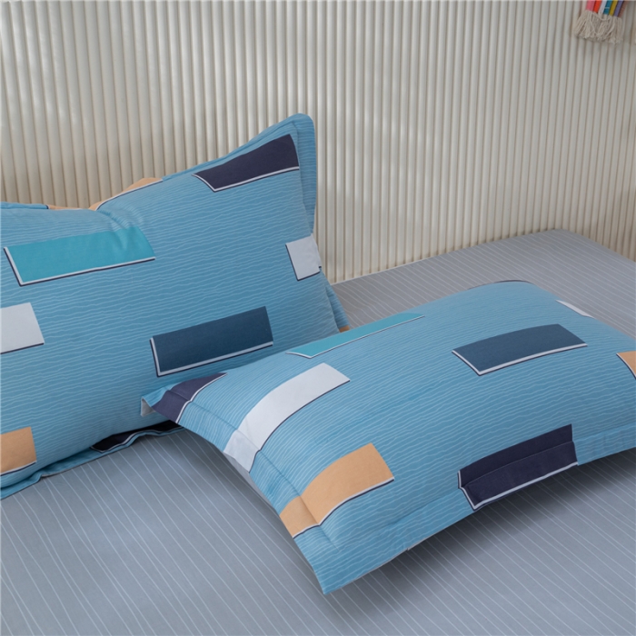 91家纺网 家纺一手货源 找家纺 茗婷 2025纯棉印花单人枕套全棉双人枕头套方枕卡纳尔蓝