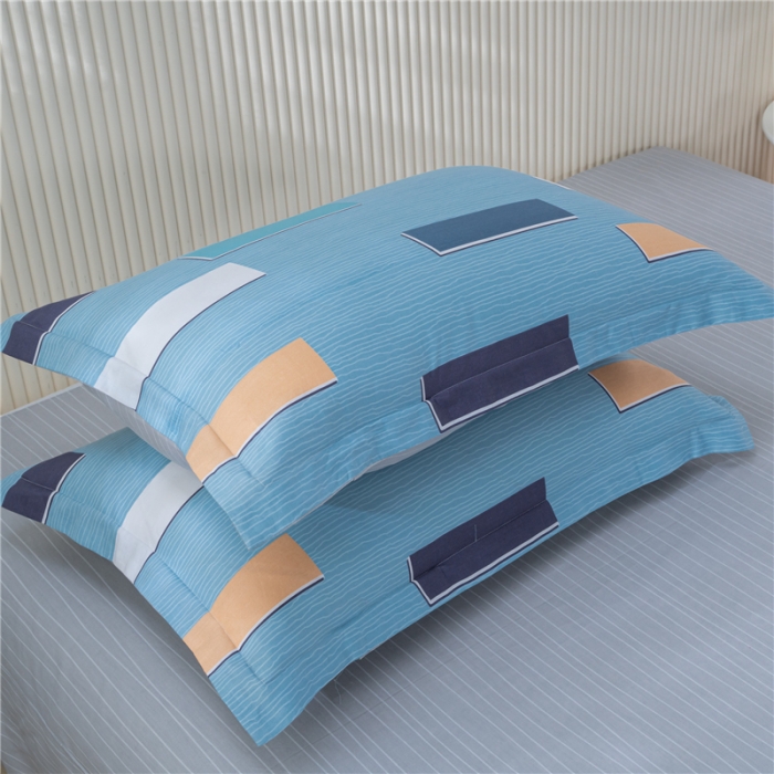 91家纺网 家纺一手货源 找家纺 茗婷 2025纯棉印花单人枕套全棉双人枕头套方枕卡纳尔蓝