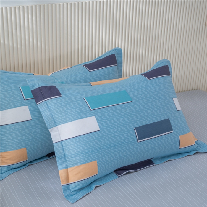 91家纺网 家纺一手货源 找家纺 茗婷 2025纯棉印花单人枕套全棉双人枕头套方枕卡纳尔蓝