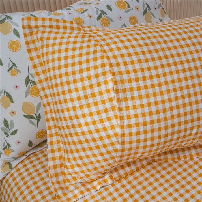 91家纺网 家纺一手货源 找家纺 茗婷 2025纯棉印花单人枕套全棉双人枕头套方枕柠檬甘