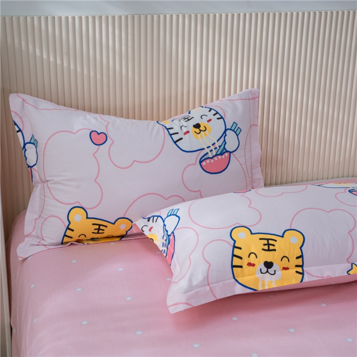 91家纺网 家纺一手货源 找家纺 茗婷 2025纯棉印花单人枕套全棉双人枕头套方枕巧虎吃面