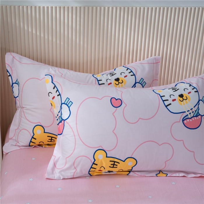 91家纺网 家纺一手货源 找家纺 茗婷 2025纯棉印花单人枕套全棉双人枕头套方枕巧虎吃面