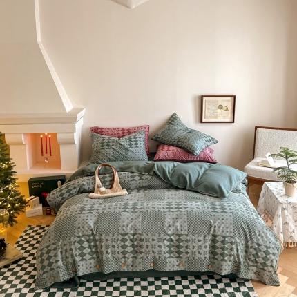 91家纺网 家纺一手货源 找家纺 华超针织 2022新款圣诞节限定礼盒四件套 圣诞绿