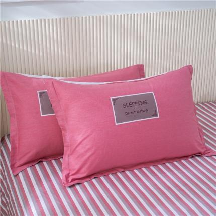 茗婷2025纯棉印花单人枕套全棉双人枕头套方枕唯爱