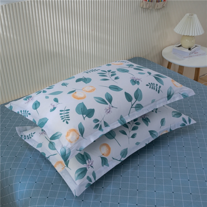 91家纺网 家纺一手货源 找家纺 茗婷 2025纯棉印花单人枕套全棉双人枕头套方枕小蜜橘