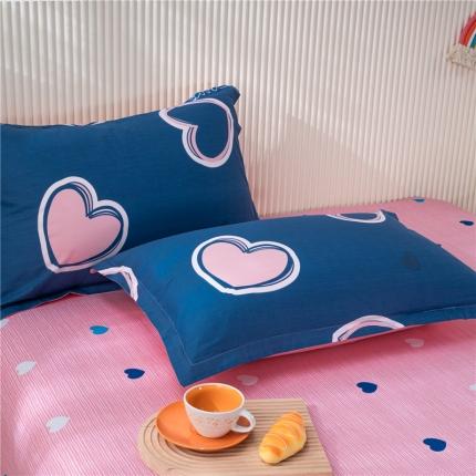 91家纺网 家纺一手货源 找家纺 茗婷 2025纯棉印花单人枕套全棉双人枕头套方枕心恋曲蓝