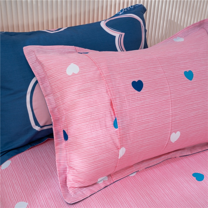 91家纺网 家纺一手货源 找家纺 茗婷 2025纯棉印花单人枕套全棉双人枕头套方枕心恋曲蓝