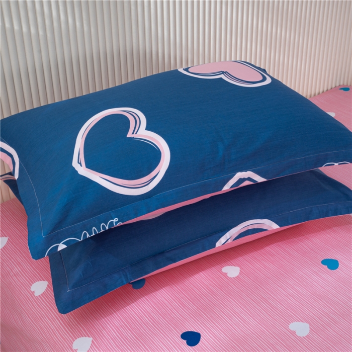 91家纺网 家纺一手货源 找家纺 茗婷 2025纯棉印花单人枕套全棉双人枕头套方枕心恋曲蓝