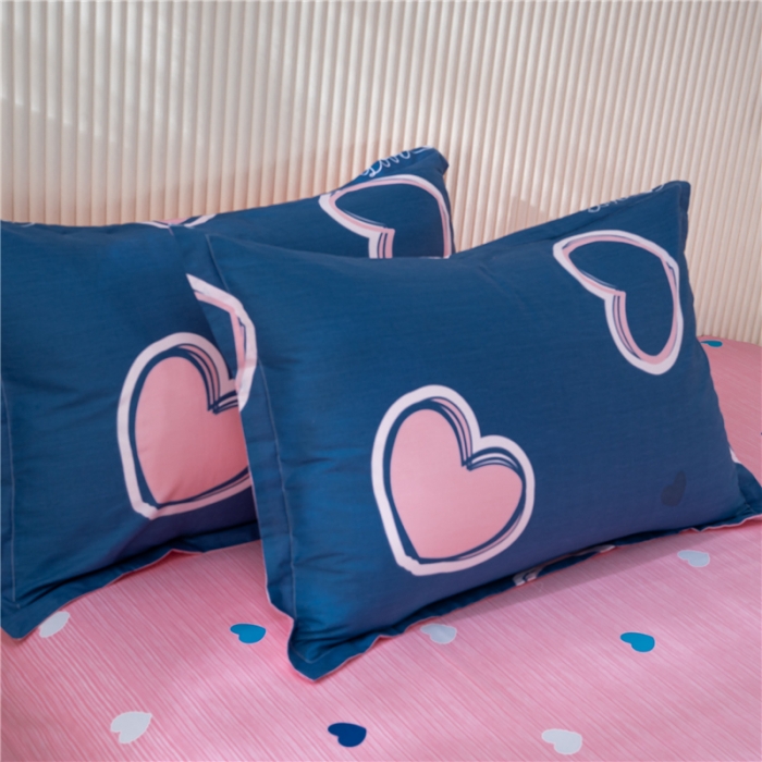 91家纺网 家纺一手货源 找家纺 茗婷 2025纯棉印花单人枕套全棉双人枕头套方枕心恋曲蓝