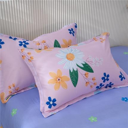 91家纺网 家纺一手货源 找家纺 茗婷 2025纯棉印花单人枕套全棉双人枕头套方枕幸福花语粉