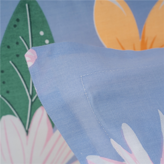 91家纺网 家纺一手货源 找家纺 茗婷 2025纯棉印花单人枕套全棉双人枕头套方枕幸福花语蓝