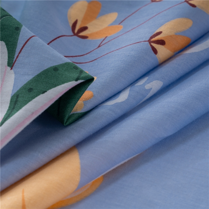 91家纺网 家纺一手货源 找家纺 茗婷 2025纯棉印花单人枕套全棉双人枕头套方枕幸福花语蓝