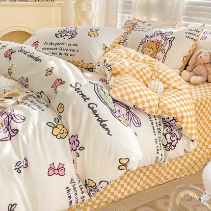 91家纺网 家纺一手货源 找家纺 梦家居 2023春季新品小清新系列全棉单被套 西莉娅