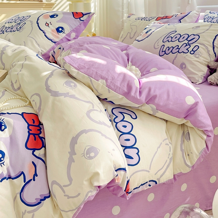 91家纺网 家纺一手货源 找家纺 梦家居 2023春季新品小清新系列全棉单被套 幸运兔