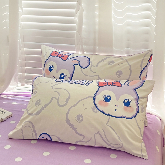 91家纺网 家纺一手货源 找家纺 梦家居 2023春季新品小清新系列全棉单被套 幸运兔