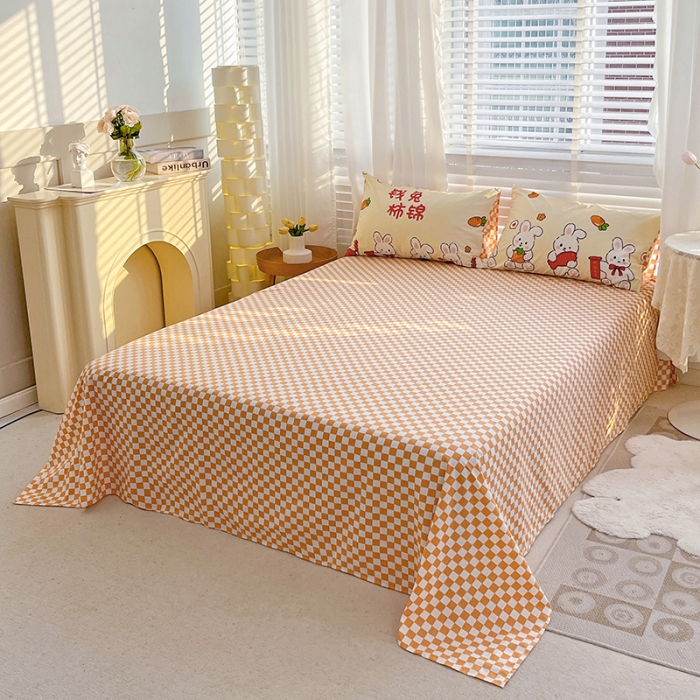 91家纺网 家纺一手货源 找家纺 梦家居 2023春季新品小清新系列全棉单被套 钱兔柿锦