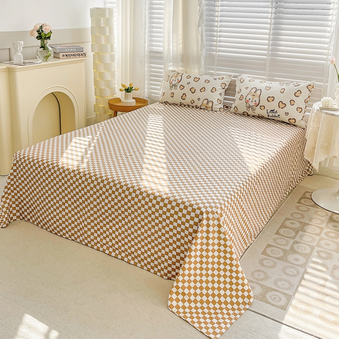 91家纺网 家纺一手货源 找家纺 梦家居 2023春季新品小清新系列全棉单被套 奶咖小兔