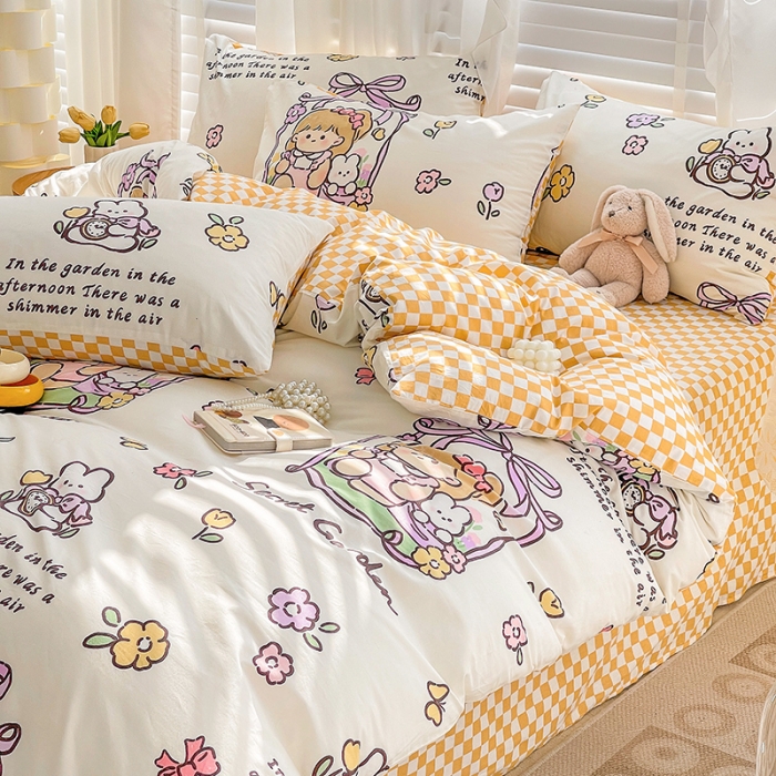 91家纺网 家纺一手货源 找家纺 梦家居 2023春季新品小清新系列全棉单被套 西莉娅