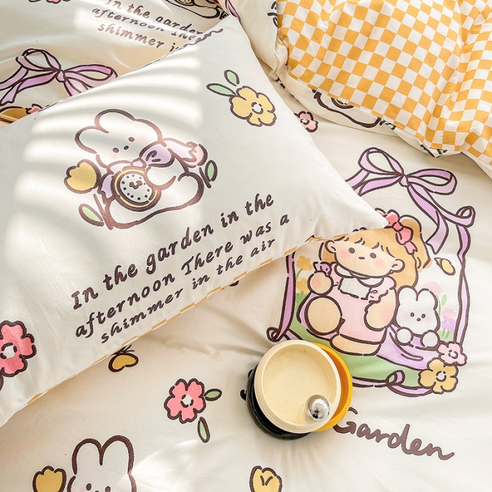 91家纺网 家纺一手货源 找家纺 梦家居 2023春季新品小清新系列全棉单被套 西莉娅