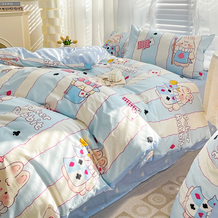 91家纺网 家纺一手货源 找家纺 梦家居 2023春季新品小清新系列全棉单被套 魔法小兔