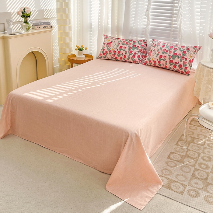 91家纺网 家纺一手货源 找家纺 梦家居 2023春季新品小清新系列全棉单被套 郁金粉兔