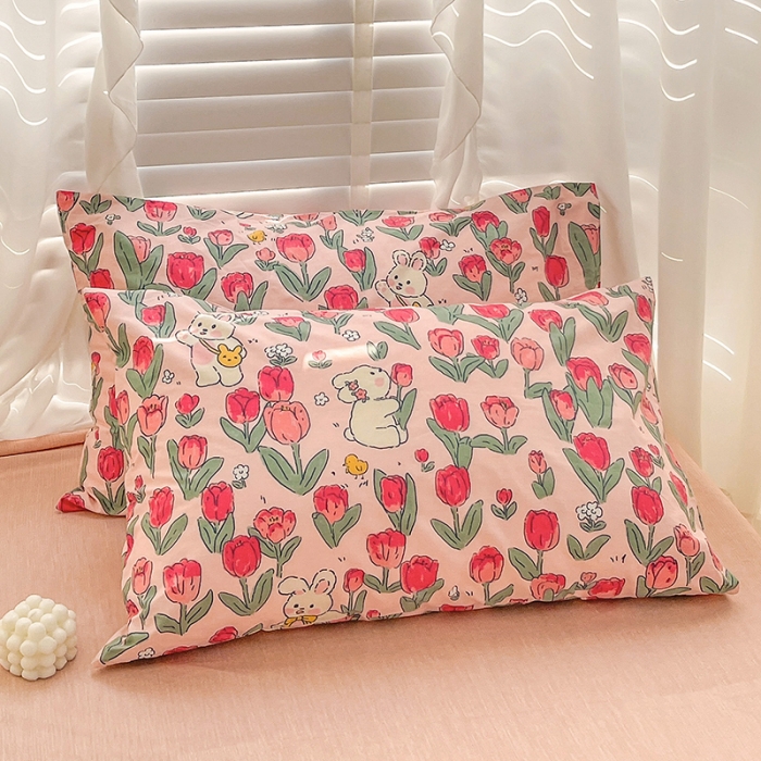 91家纺网 家纺一手货源 找家纺 梦家居 2023春季新品小清新系列全棉单被套 郁金粉兔