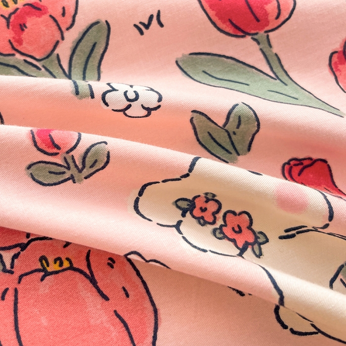 91家纺网 家纺一手货源 找家纺 梦家居 2023春季新品小清新系列全棉单被套 郁金粉兔