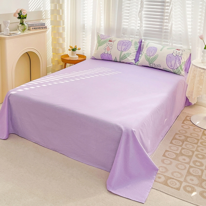 91家纺网 家纺一手货源 找家纺 梦家居 2023春季新品小清新系列全棉单被套 郁金紫兔