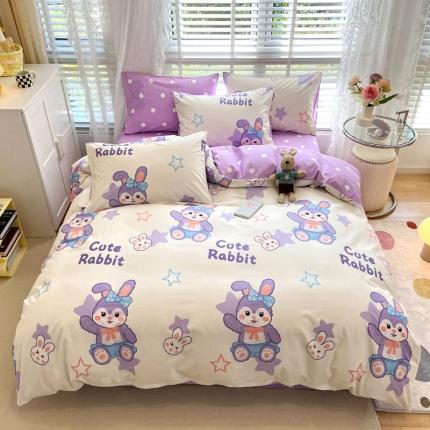 91家纺网 家纺一手货源 找家纺 梦家居 2023春季新品小清新系列全棉四件套 黛西