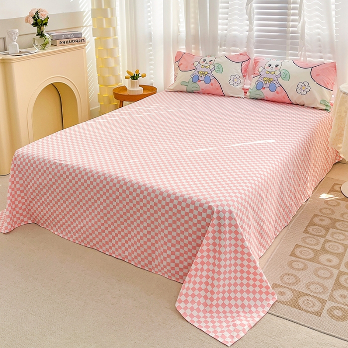 91家纺网 家纺一手货源 找家纺 梦家居 2023春季新品小清新系列全棉四件套 草莓兔