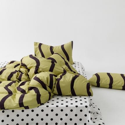 91家纺网 家纺一手货源 找家纺 雅居纺 2023新款13070黑白系全棉四件套 梵音-绿