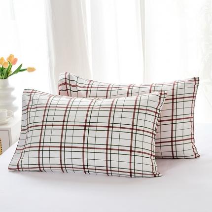 丰淘 2022新款条纹水洗棉枕套 绿白格