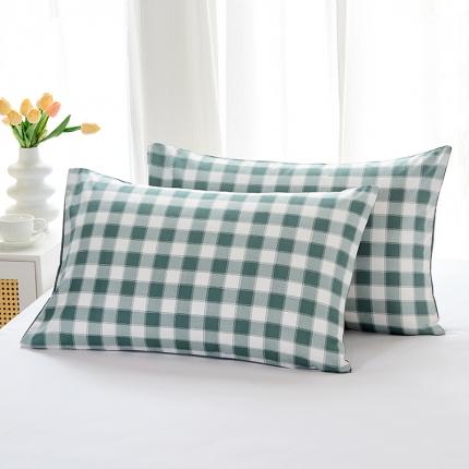 丰淘 2022新款条纹水洗棉枕套 绿中格
