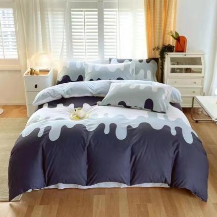 金鑫汇 2023新花型上市喷气面料全棉四件套 奶油蓝