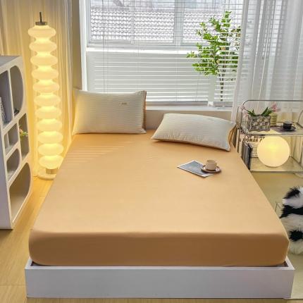 91家纺网 家纺一手货源 找家纺 十里居2022新款水洗棉床笠三件套 桔色