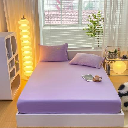 十里居2022新款水洗棉床笠三件套 梦幻紫