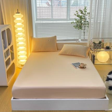 十里居2022新款水洗棉床笠三件套 浅玉